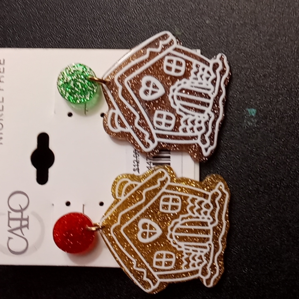 Cato beauty gingerbread house earrings